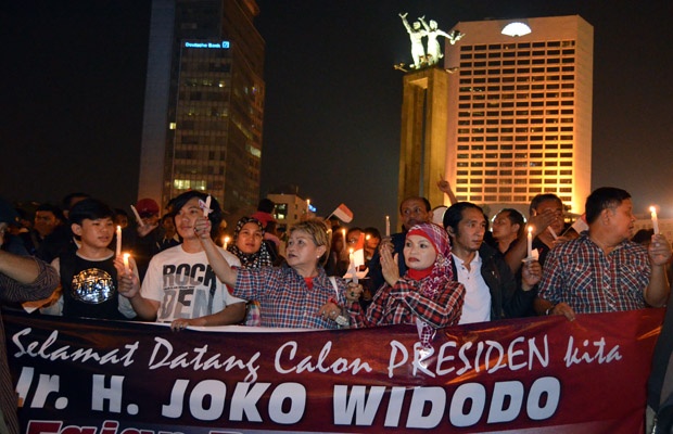 Massa Pendukung Jokowi Syukuran di Bunderan HI