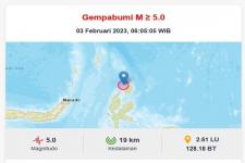 Gempa Bumi 5,0 Guncang Wilayah Morotai, Maluku Utara