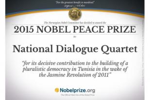 Nobel Perdamaian 2015 Dimenangkan oleh National Dialogue Quartet Tunisia