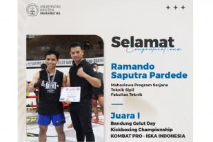 Ramando Saputra, Mahasiswa UK Maranatha Juara I Kickboxing Championship