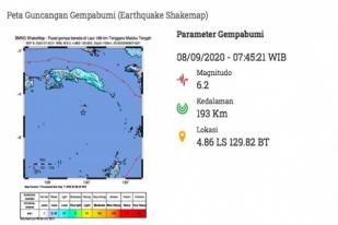 Gempa Bumi Berkekuatan 6,2 Guncang Maluku Tengah