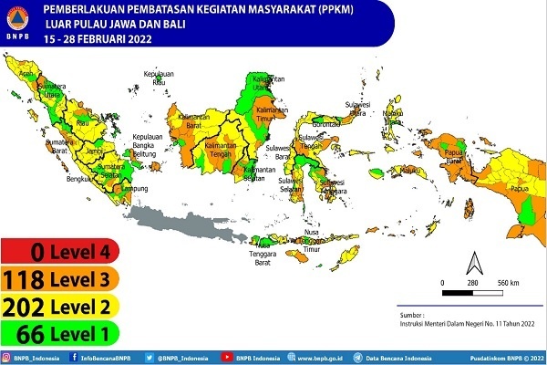 184 Kota dan Kabupaten dalam PPKM Level 3