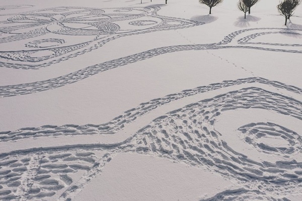 Karya Seni Berumur Pendek dari Jejak Kaki di Salju