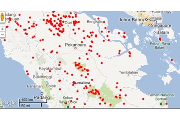 Titik Api di Riau Kembali Meningkat Menjadi 185