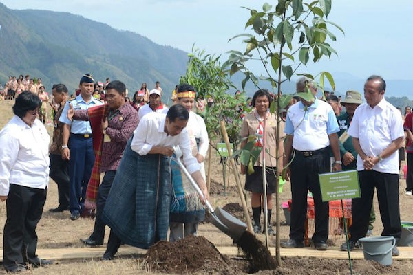 Presiden Tanam Pohon Penghijauan di Samosir
