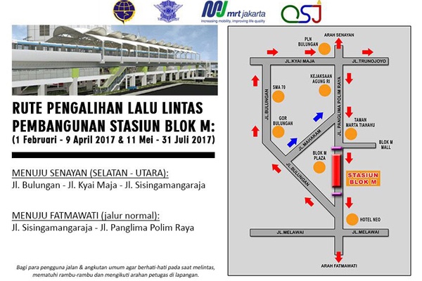 Bangun Dua Stasiun, MRT Beri Petunjuk Rute Pengalihan Lalin